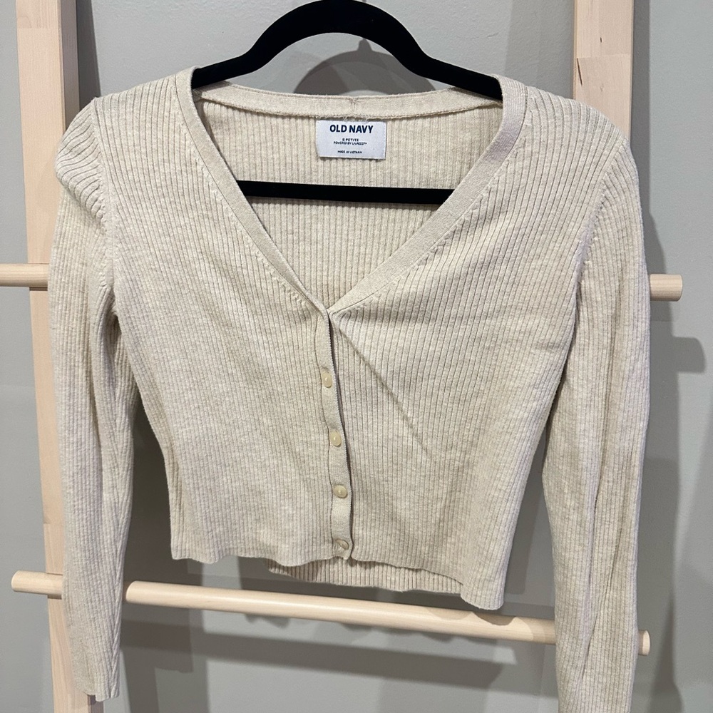 TAKING OFFERS Old Navy Women's Beige Button-Down Ribbed Cropped Cardigan SALE!!!